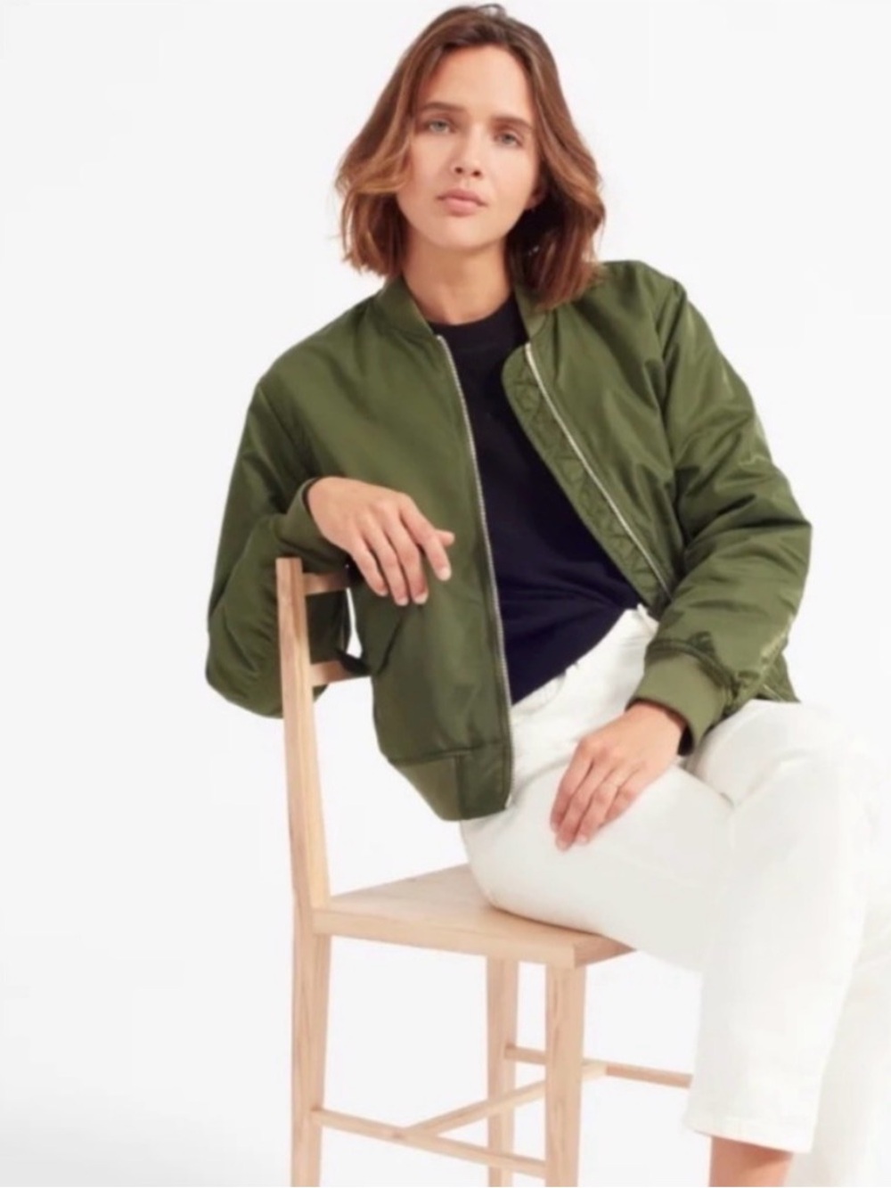 Everlane Olive Green Bomber Jacket